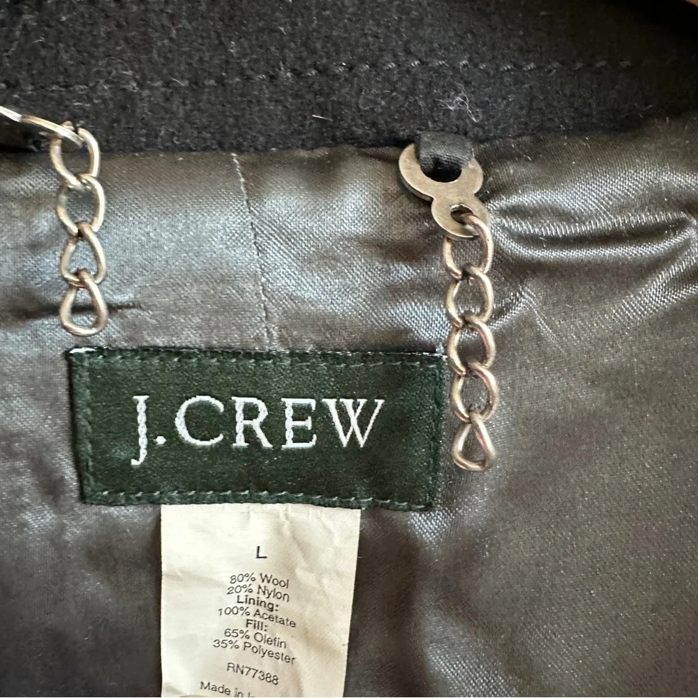 J.Crew Black Wool Blend Peacoat Jacket Classic Tailored Minimal Chic Prep Sz L - Picture 11 of 14